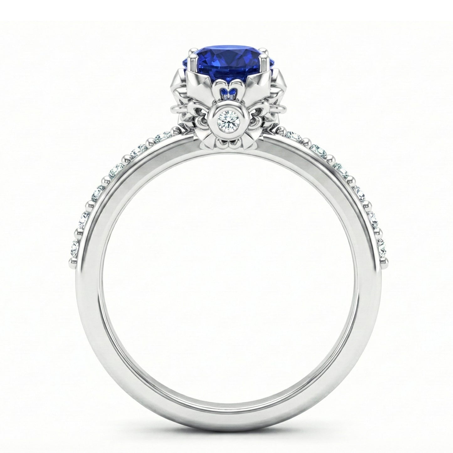 FDF08 Platinum Oval Blue Sapphire PT950 Ladies Ring
