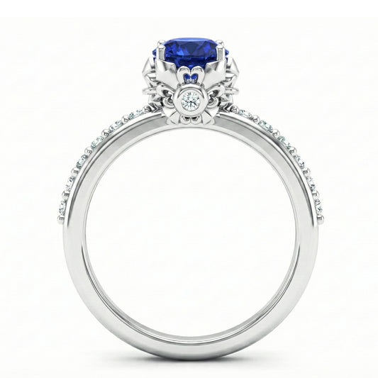 FDF08 Platinum Oval Blue Sapphire PT950 Ladies Ring