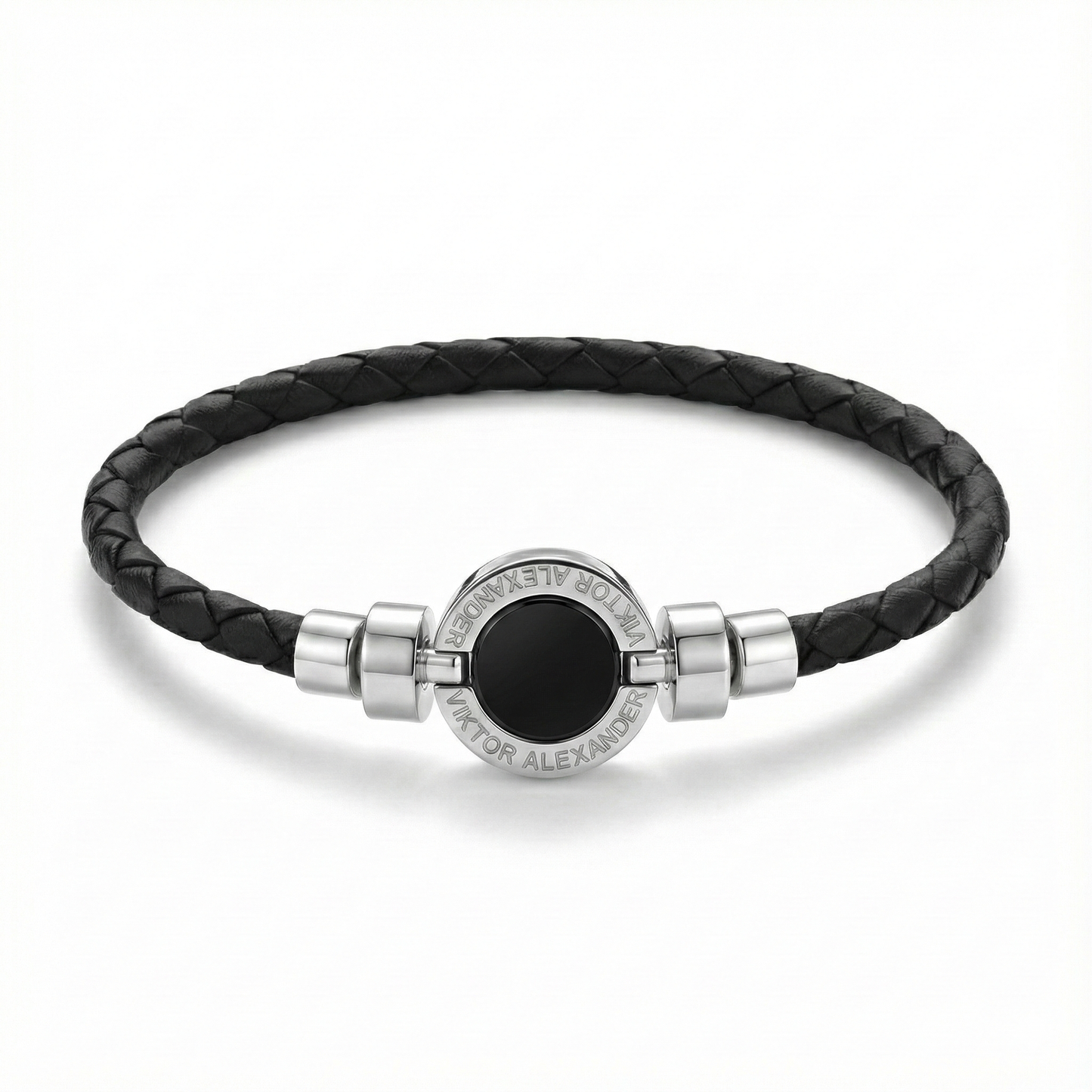 1889 Black Spinel 925 Silver Weaved Calf Bracelet