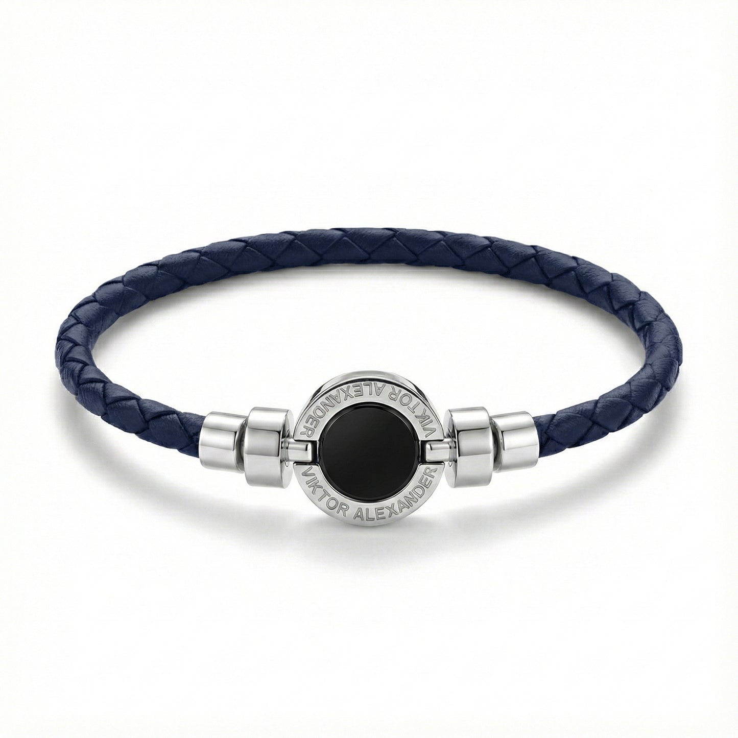 1889 Black Spinel 925 Silver Weaved Calf Bracelet