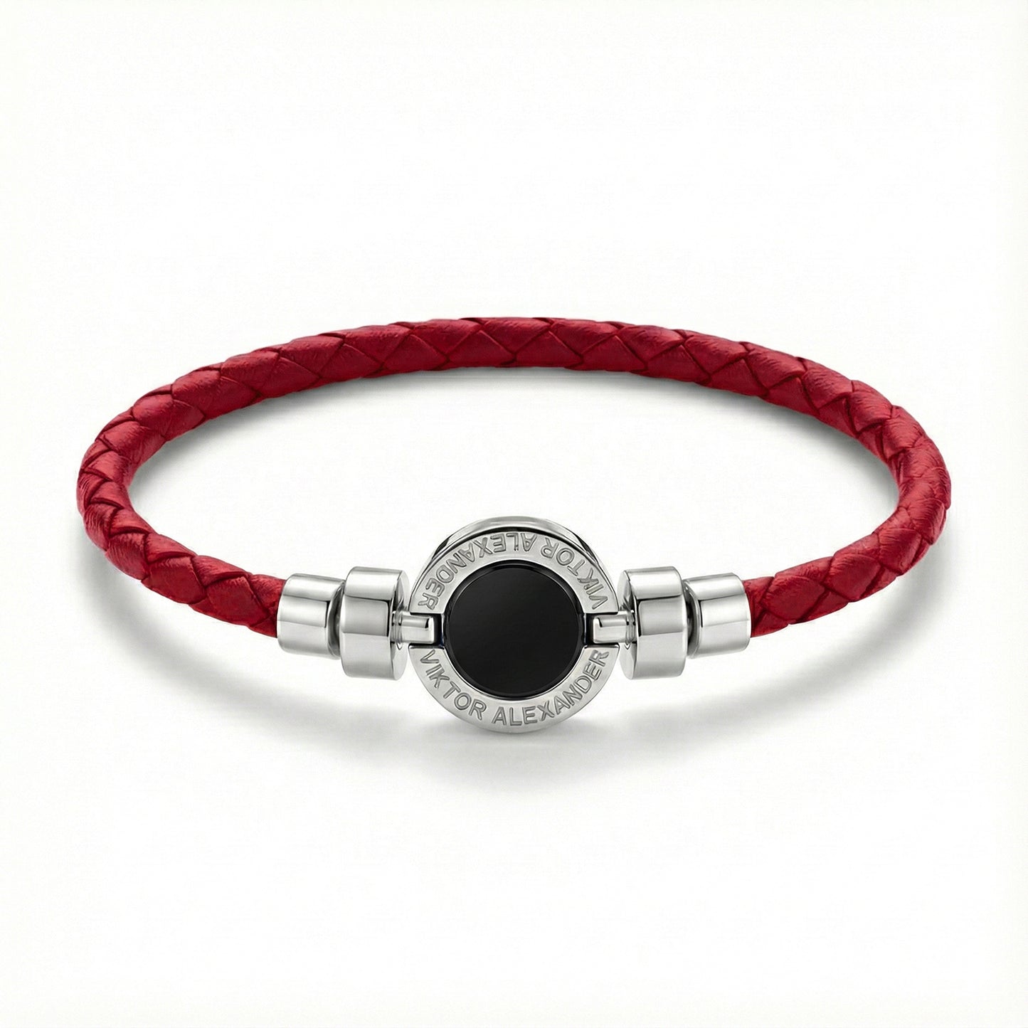 1889 Black Spinel 925 Silver Weaved Calf Bracelet