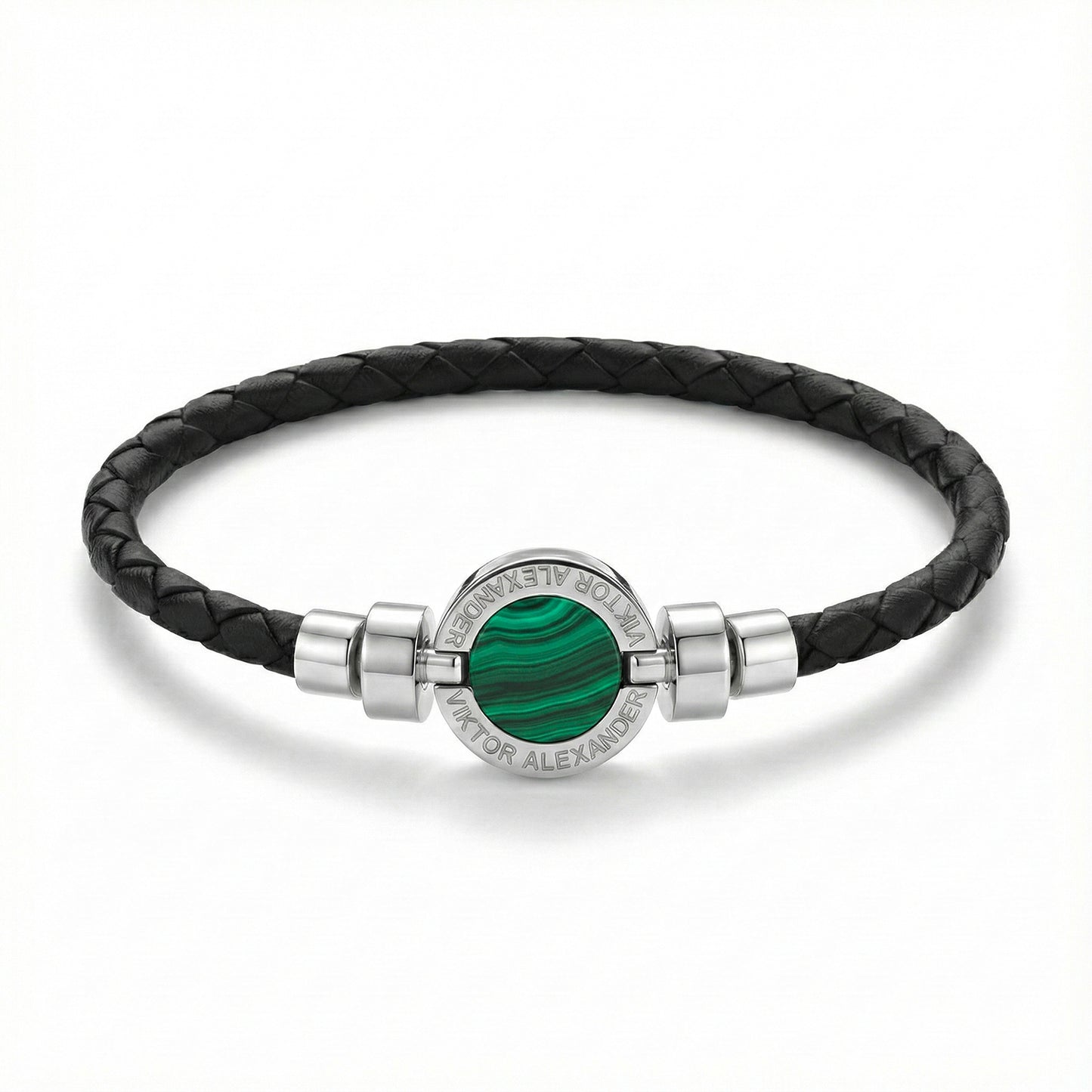 1889 Malachite 925 Silver Weaved Calf Bracelet
