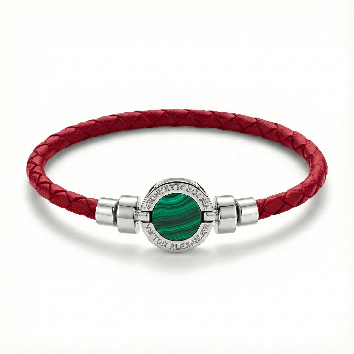 1889 Malachite 925 Silver Weaved Calf Bracelet