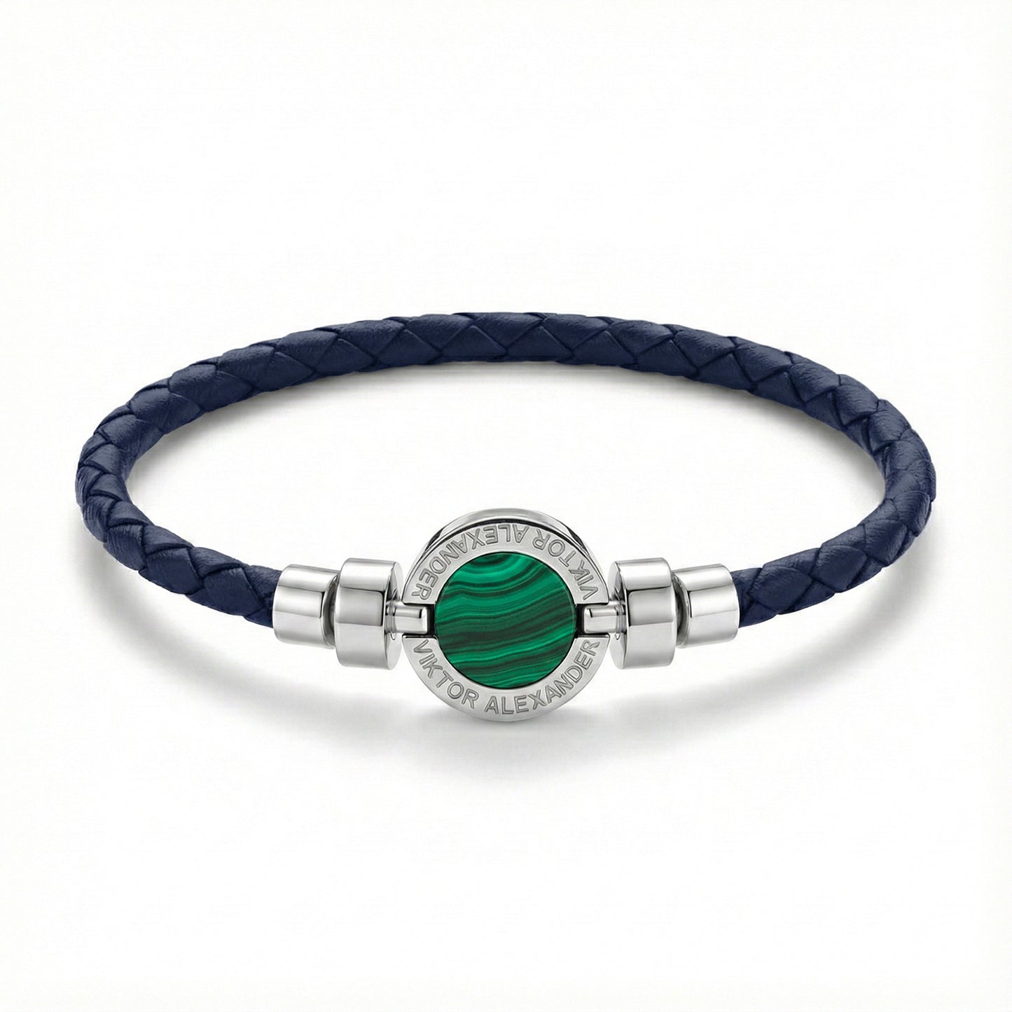 1889 Malachite 925 Silver Weaved Calf Bracelet
