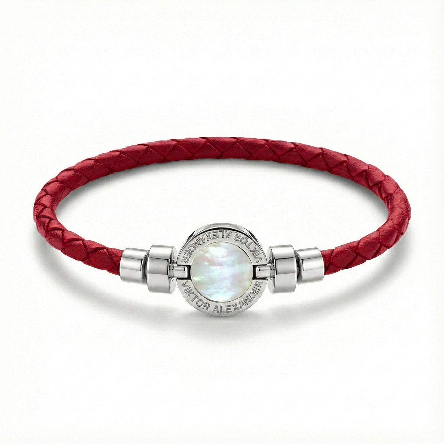 1889 Mother of Pearl 925 Silver Weaved Calf Bracelet