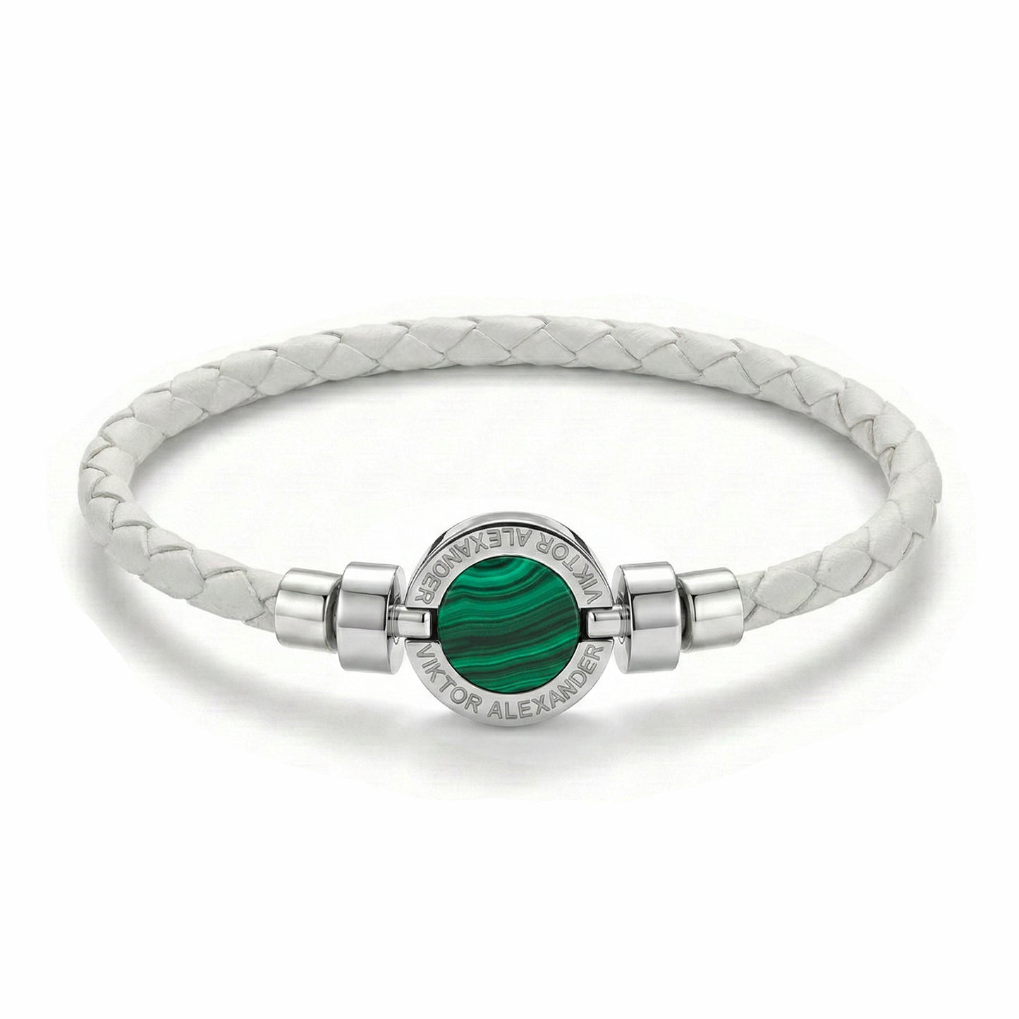 1889 Malachite 925 Silver Weaved Calf Bracelet