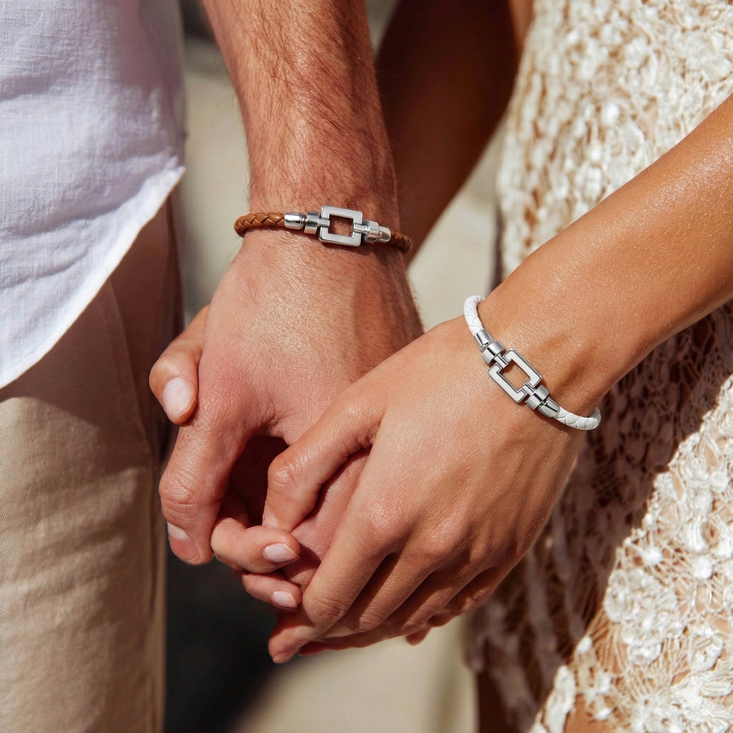 OPUS Metier D’art  925 White Enamel with Red Calf Bracelet