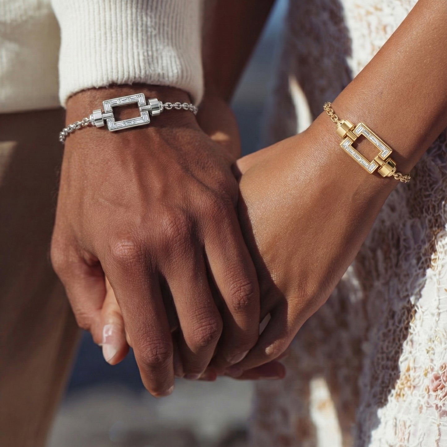 Magnum Opus XL Platinum  Baguette Diamonds Link Bracelet