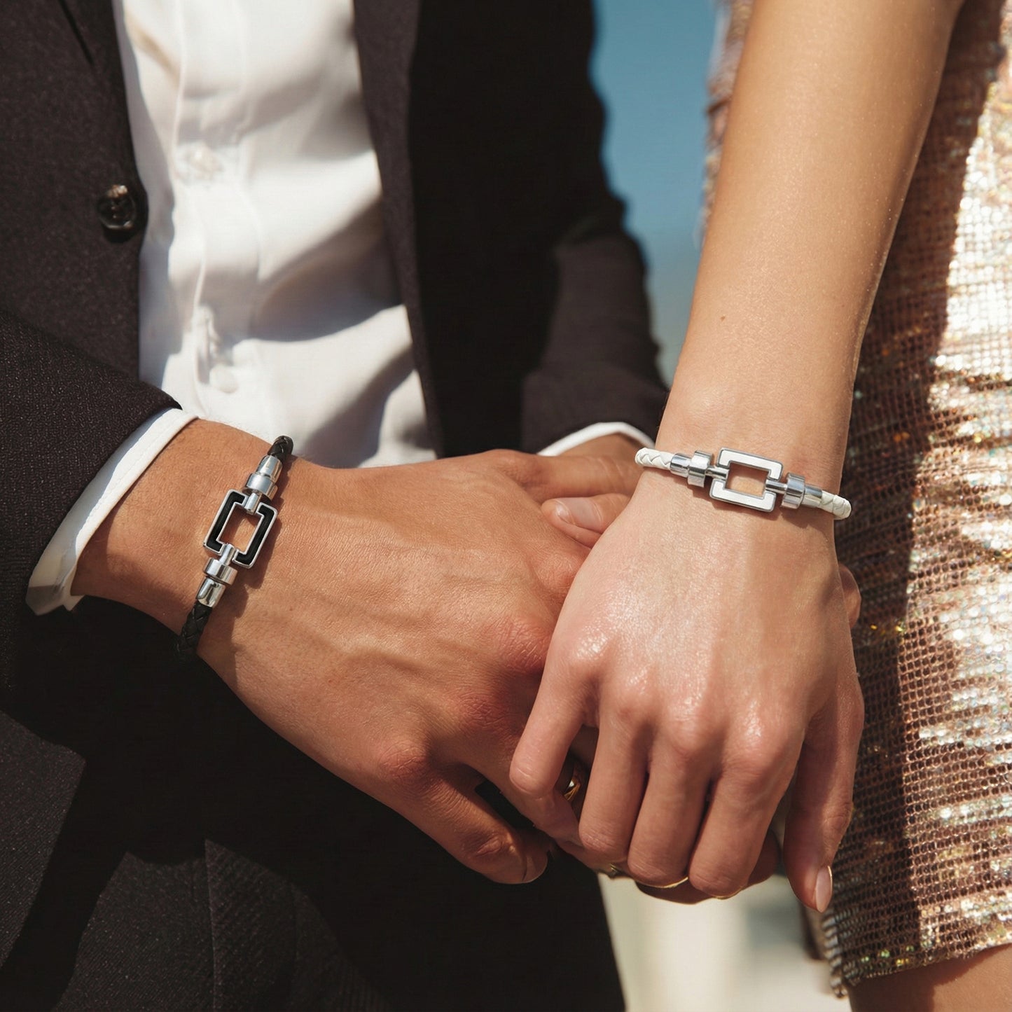 OPUS Metier D’art  925 Black Enamel with Weaved Calf Bracelet