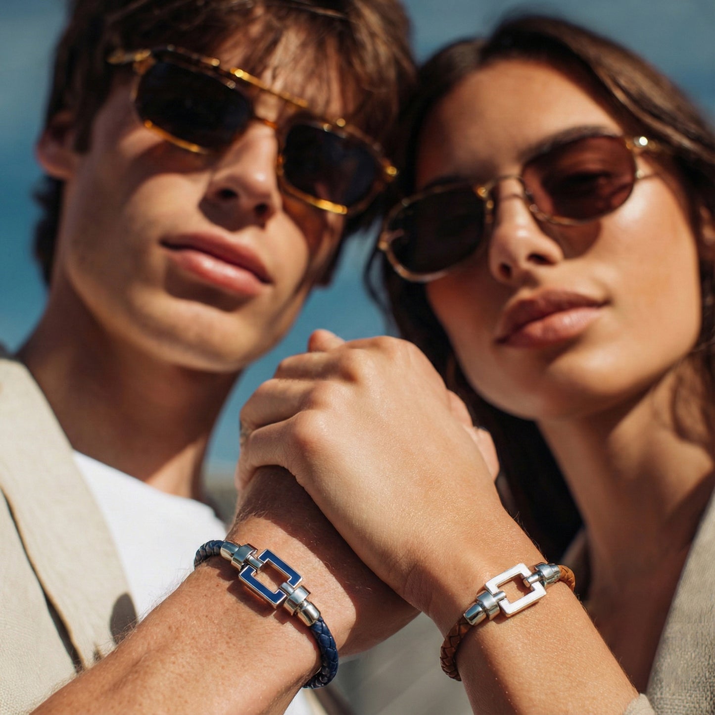 OPUS Metier D’art  925 Blue Enamel with Weaved Calf Bracelet