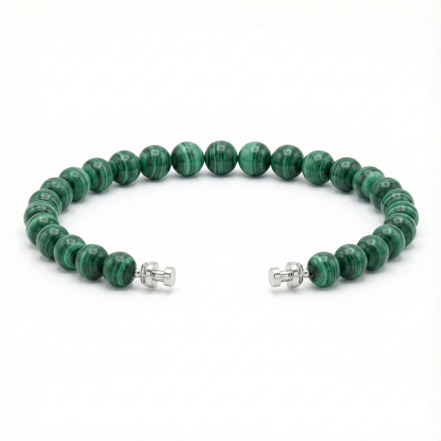 Regalia 6mm Malachite Bead Bracelet 925 Silver Link