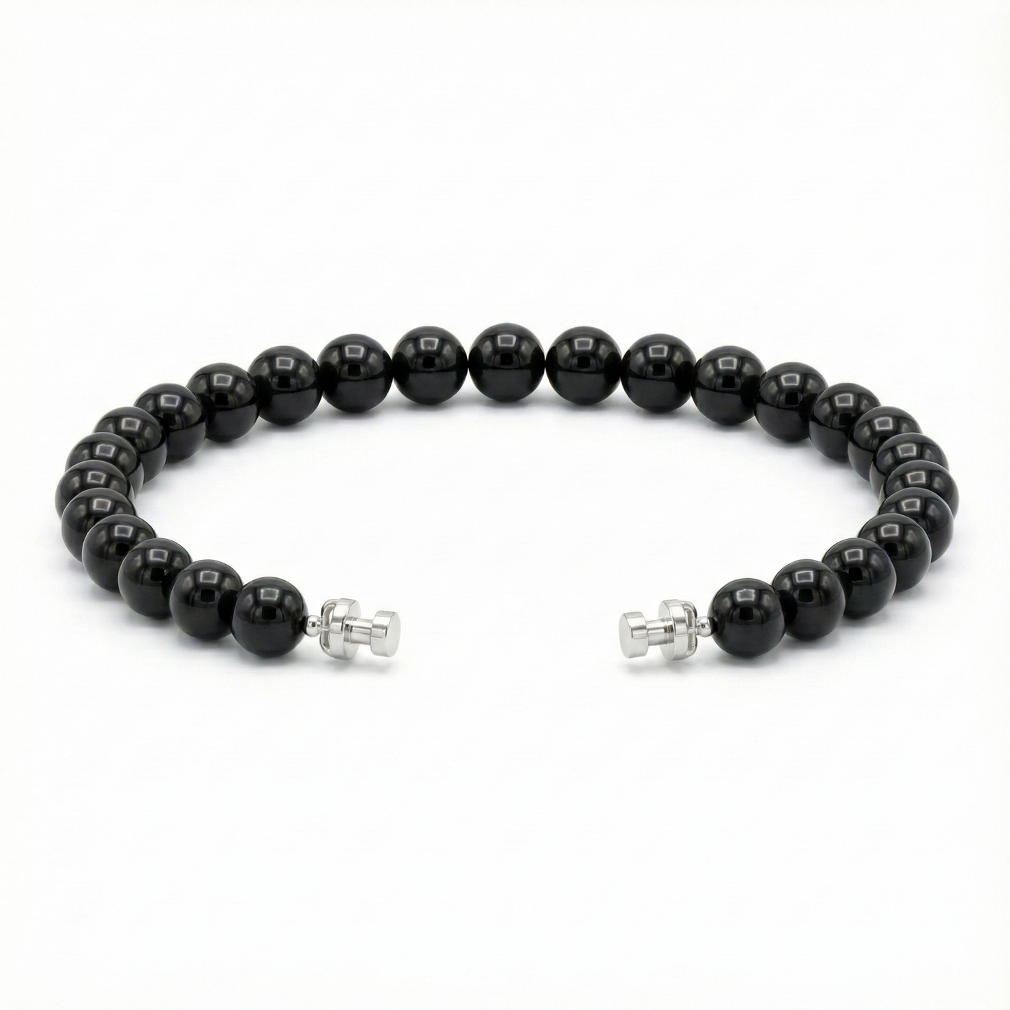 Regalia 6mm Black Spinel Bead Bracelet 925 Silver Link