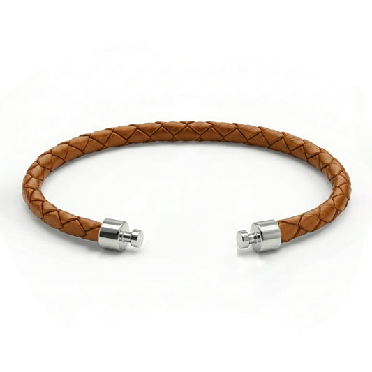 Regalia 4毫米棕褐色小牛皮表带，925银链