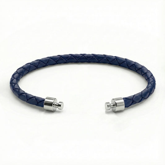 Regalia 4毫米蓝色小牛皮表带，925银链