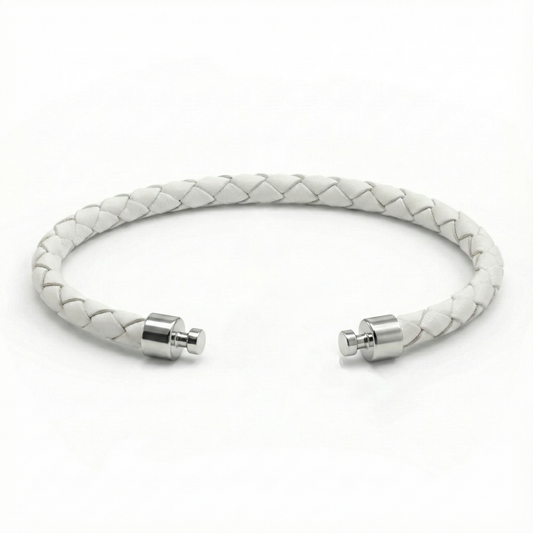 Regalia 4毫米白色小牛皮表带，925银链