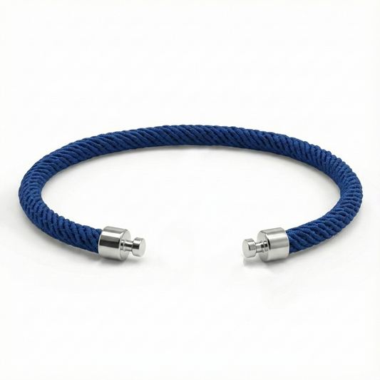 Regalia 4毫米蓝色尼龙表带，925银链