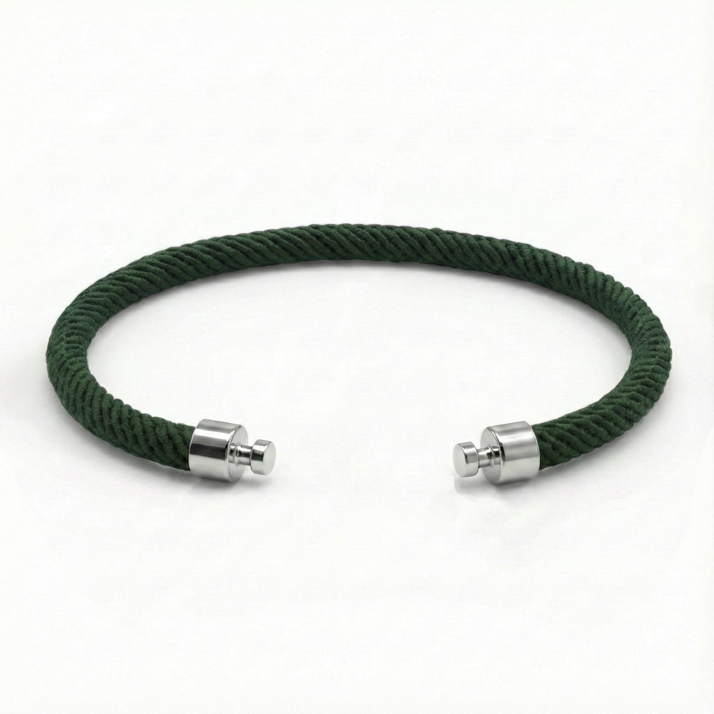 レガリア 4mm ダークグリーン ナイロンストラップ 925 シルバーリンク