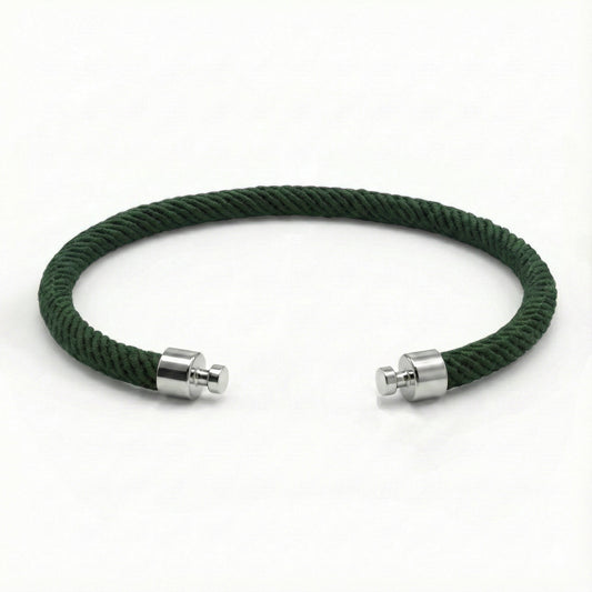 Regalia 4毫米深绿色尼龙表带，925银链