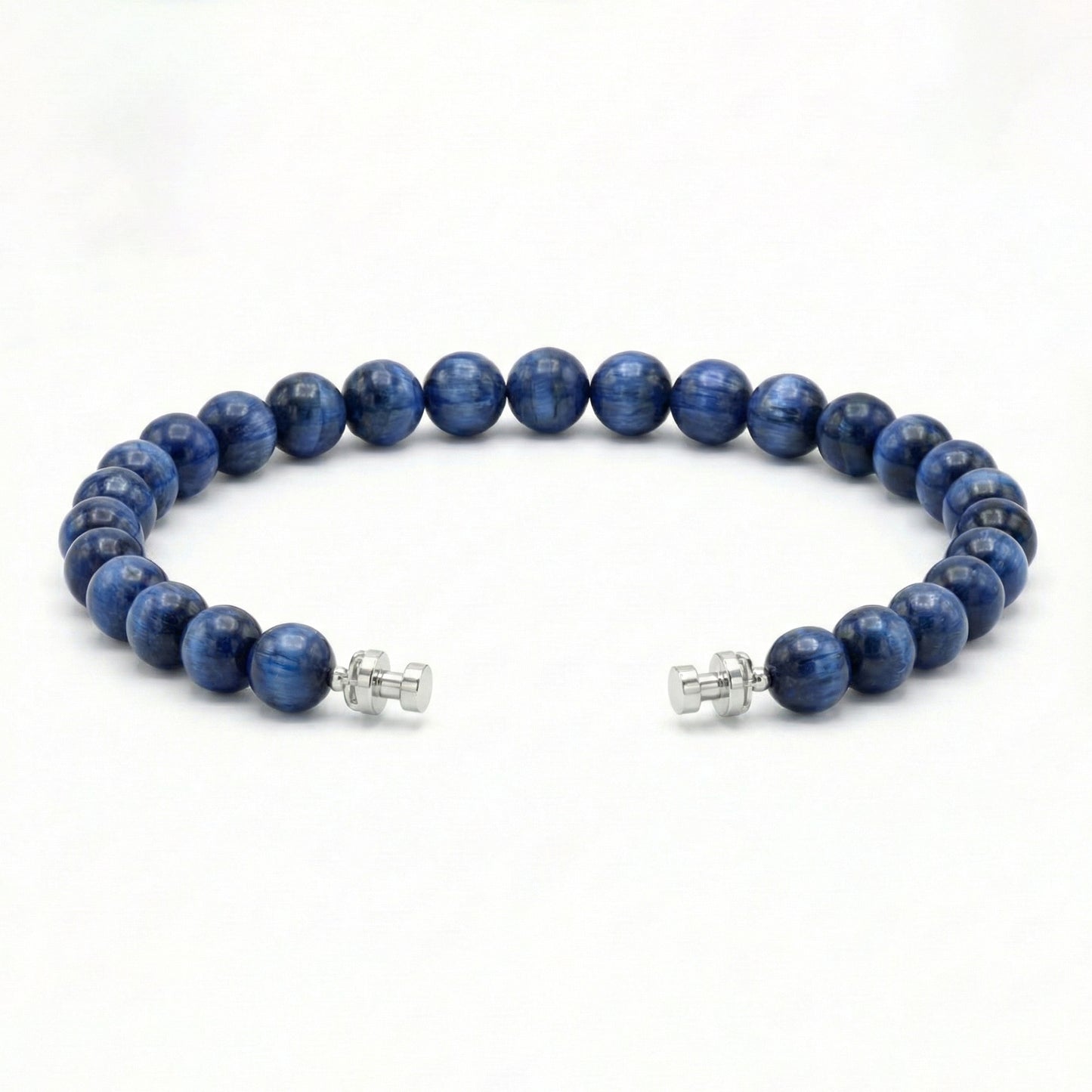 Regalia 6mm Kyanite Bead Bracelet 925 Silver Link