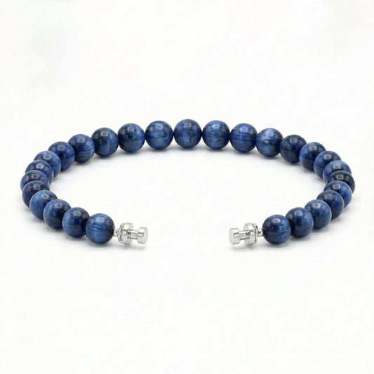 Regalia 6mm Kyanite Bead Bracelet 925 Silver Link