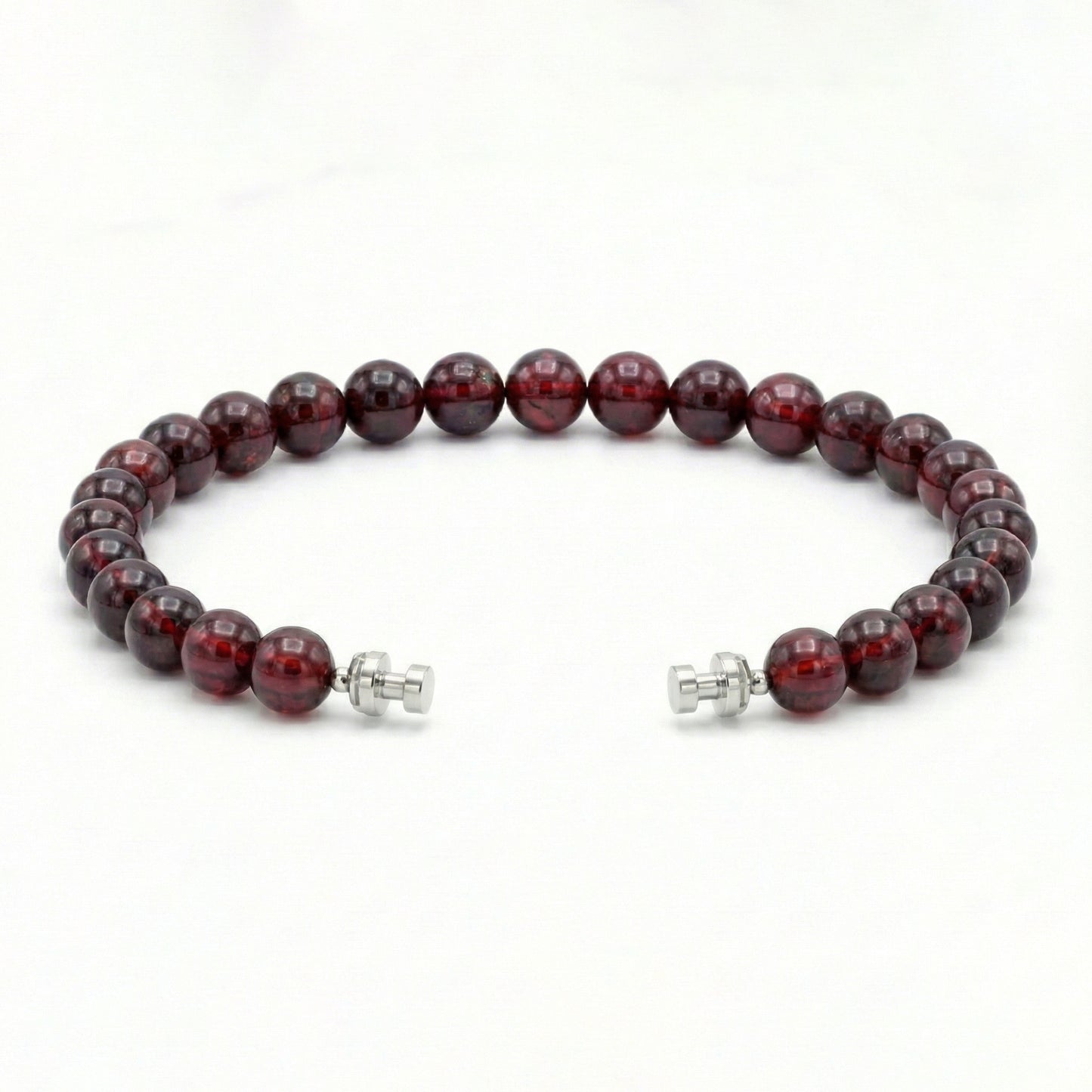 Regalia 6mm Garnet Bead Bracelet 925 Silver Link