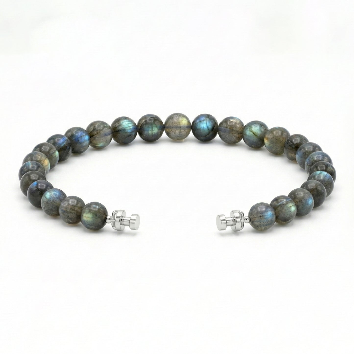 Regalia 6mm Labradorite Bead Bracelet 925 Silver Link