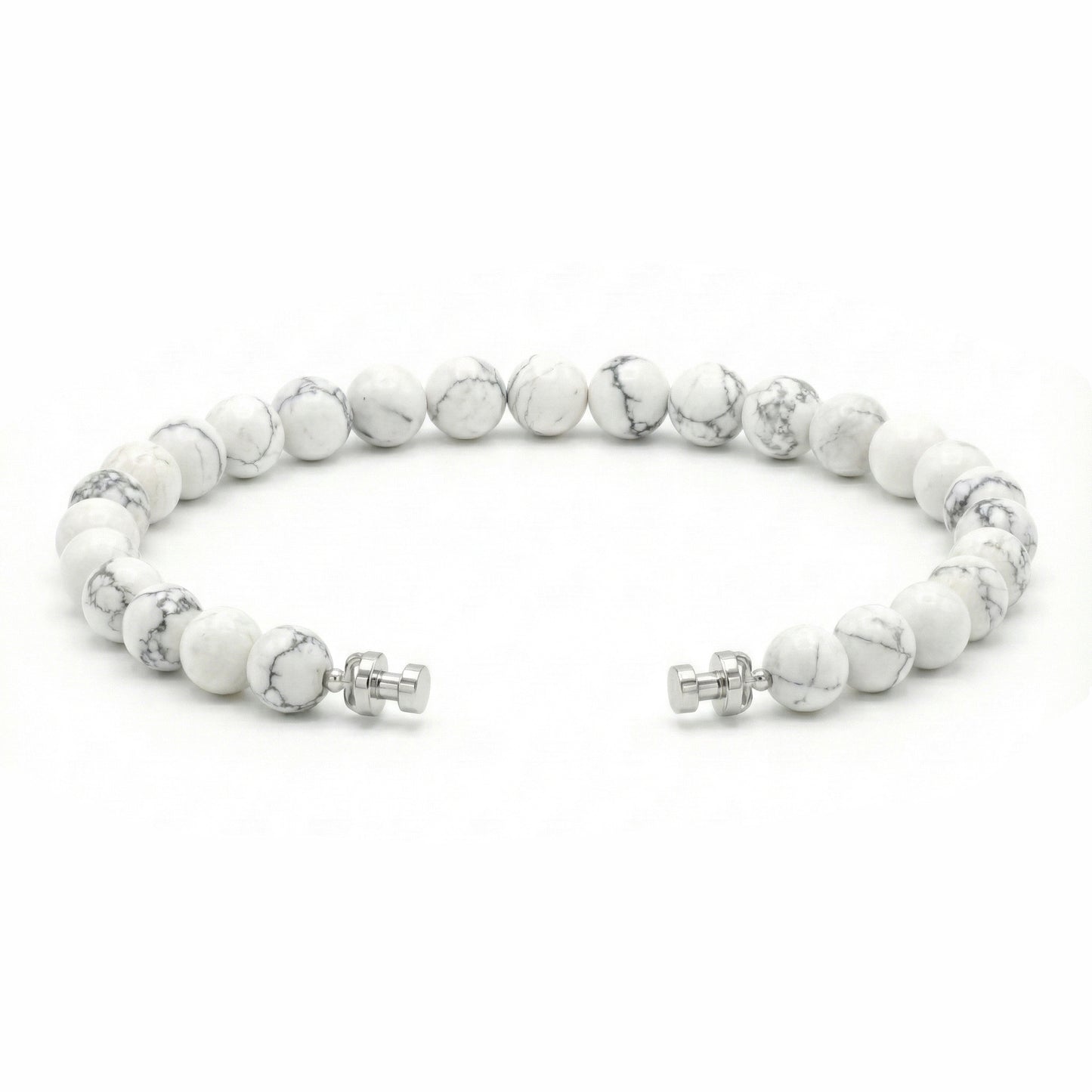 Regalia 6mm Howlite Bead Bracelet 925 Silver Link