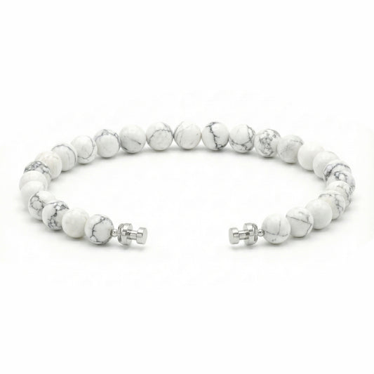 Regalia 6mm Howlite Bead Bracelet 925 Silver Link