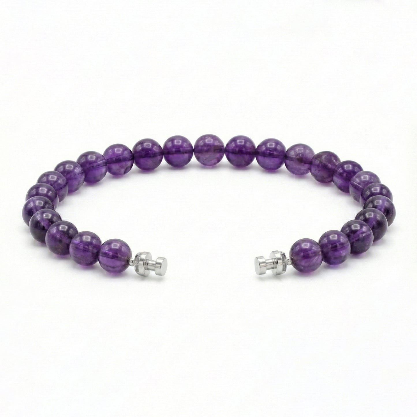 Regalia 6mm Amethyst Bead Bracelet 925 Silver Link