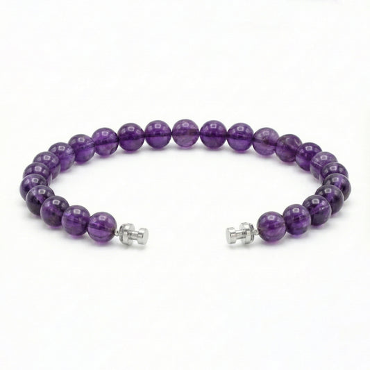 Regalia 6mm Amethyst Bead Bracelet 925 Silver Link