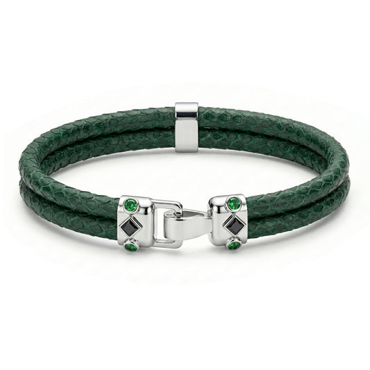 Duma 925 Silver Tsavorite with 4mm Emerald Green Python Leather