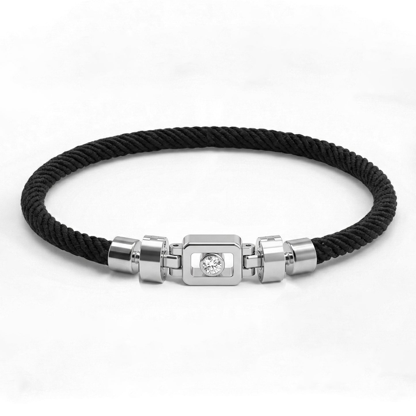 Diamond 925 Silver with Nylon XOXO Bracelet