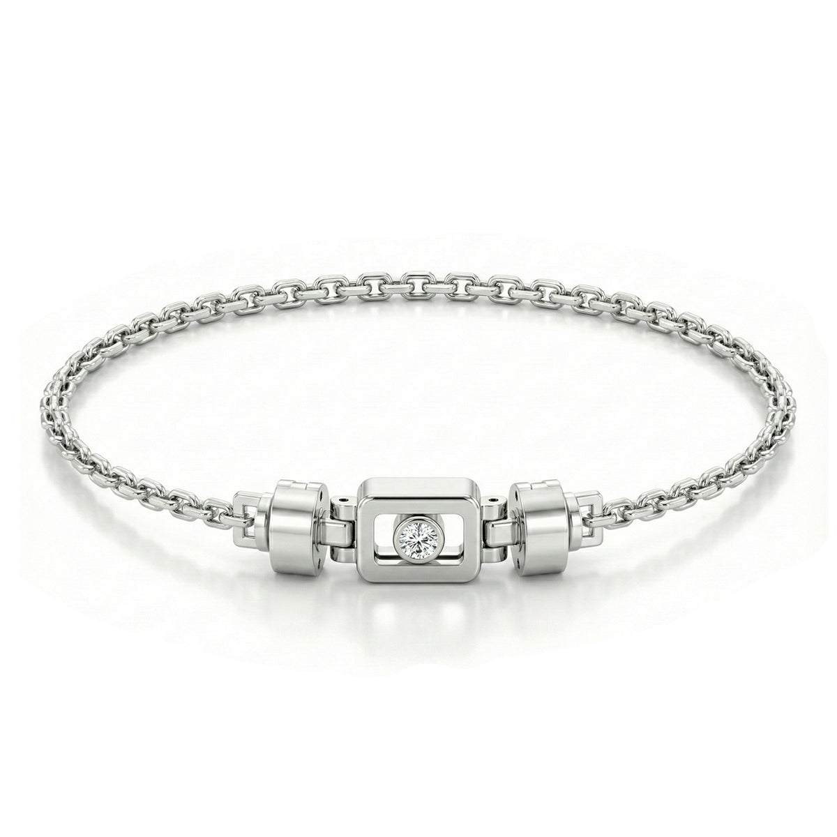 Diamond XOXO Lockett in 925 silver on a silver link strap