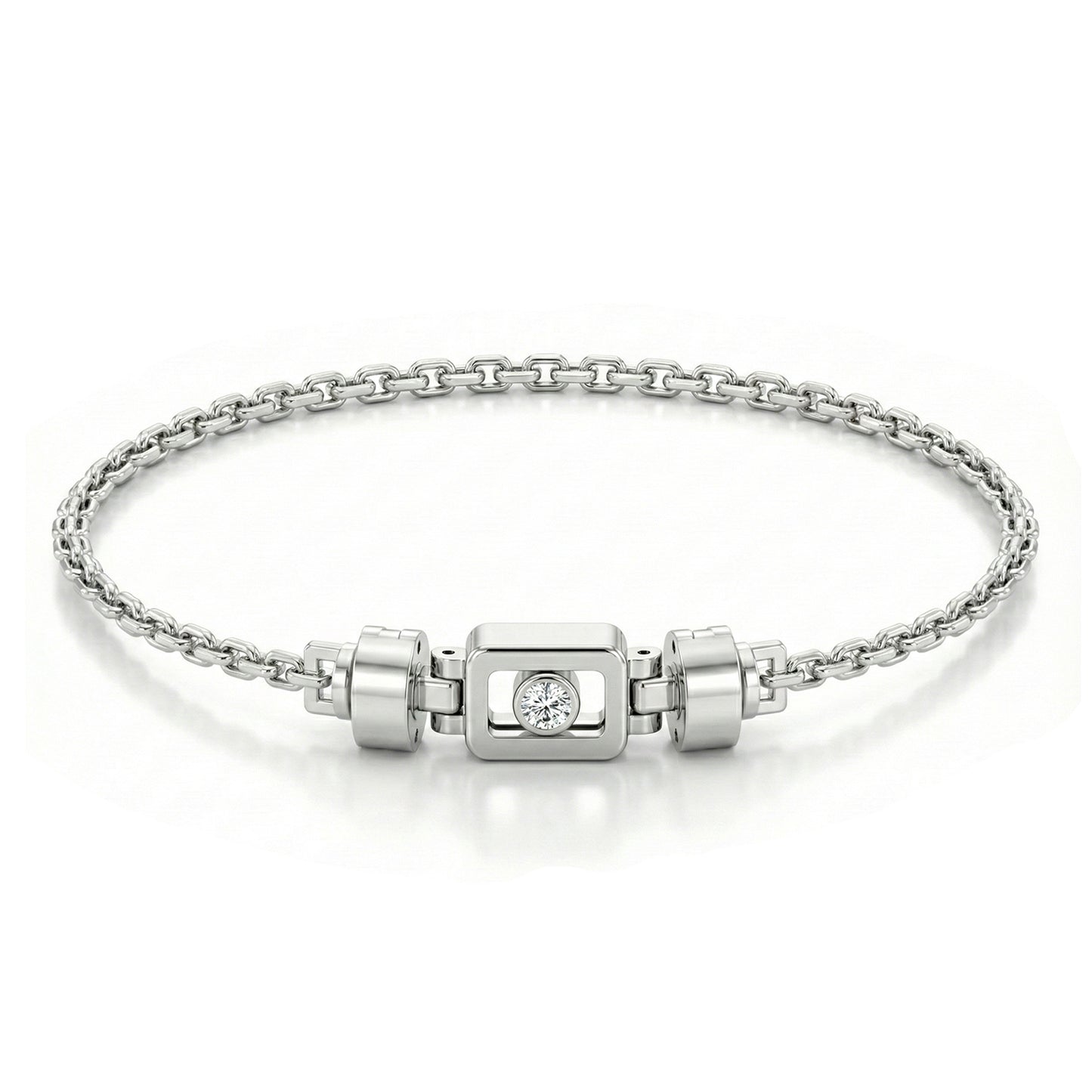 Diamond 925 Silver with Silver Link XOXO Bracelet
