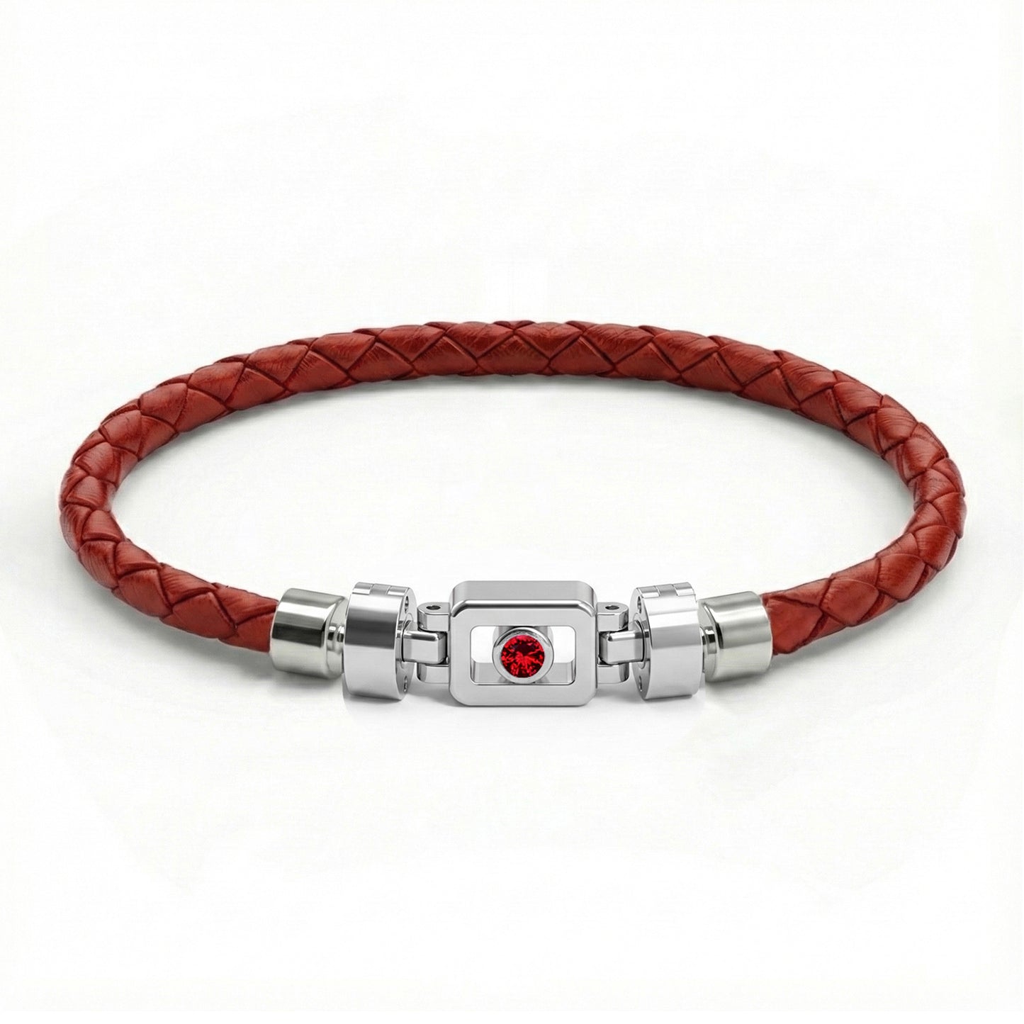 Ruby 925 Silver with Weaved Calf Leather XOXO Bracelet
