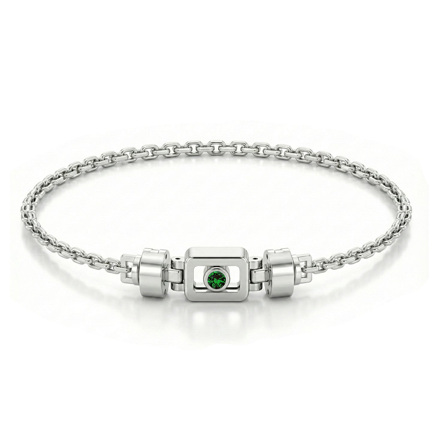 Tsavorite 925 Silver with Silver Link XOXO Bracelet