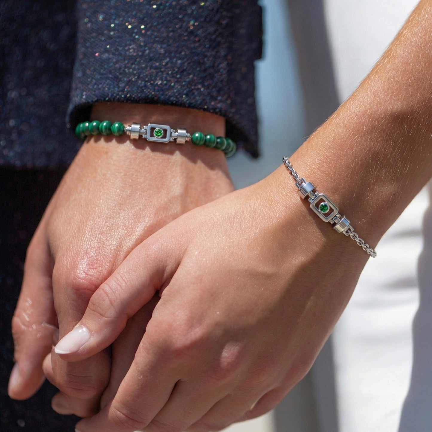 Tsavorite 925 Silver with Silver Link XOXO Bracelet