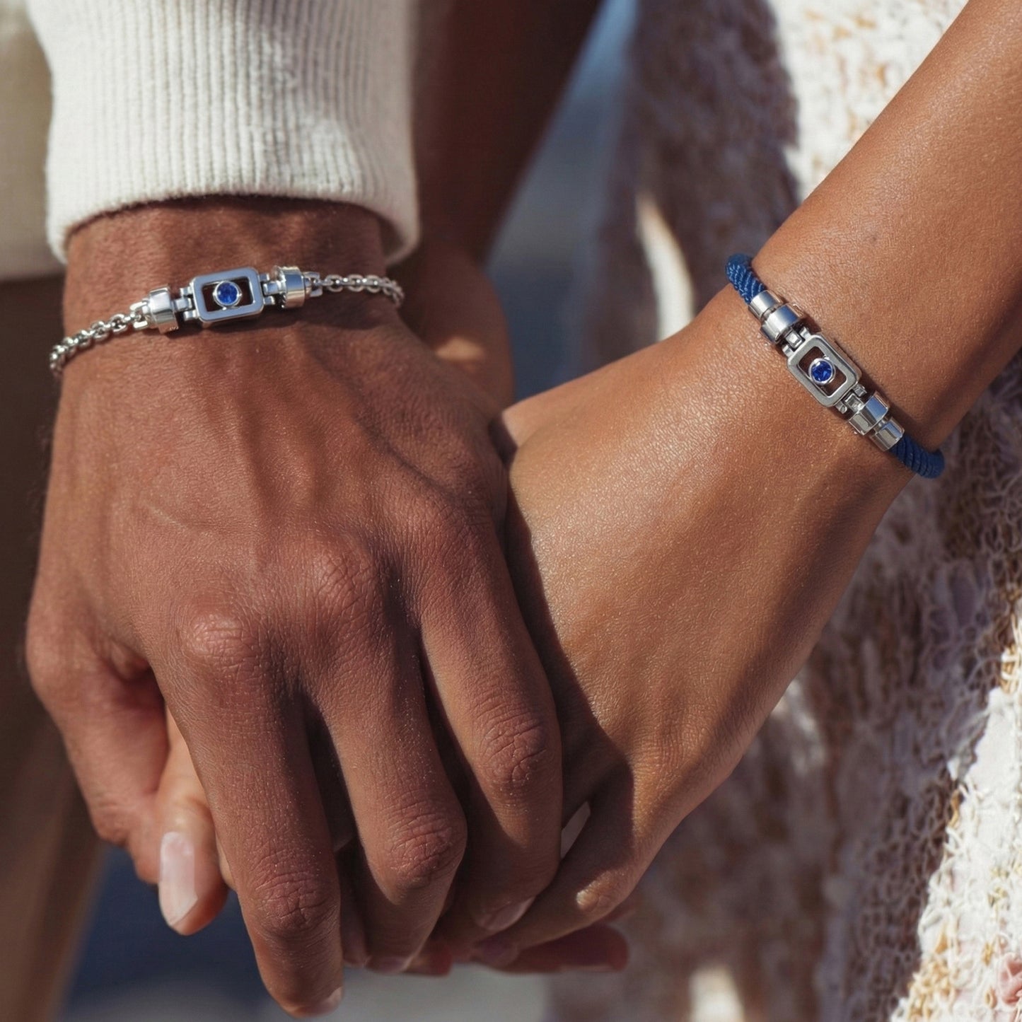 Blue Sapphire 925 Silver with Silver Link XOXO Bracelet