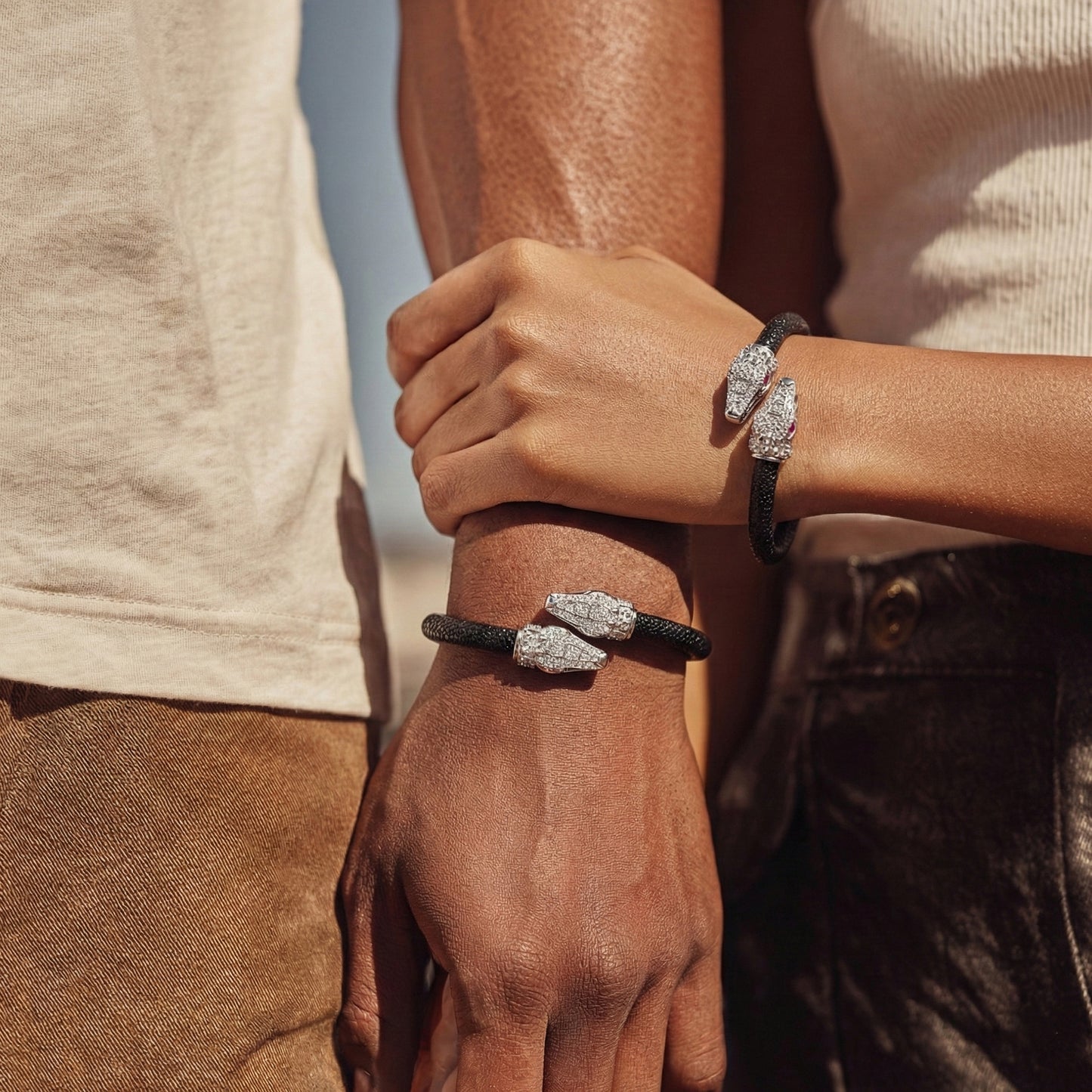 Crocodilus X 925 Black Spinel Eternity X Stingray Bracelet