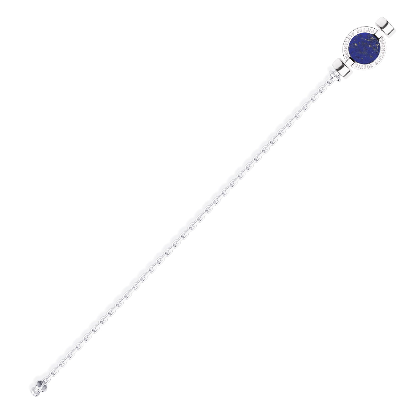 1889 Lapis Lazuli 925 Silver Chain Link Bracelet