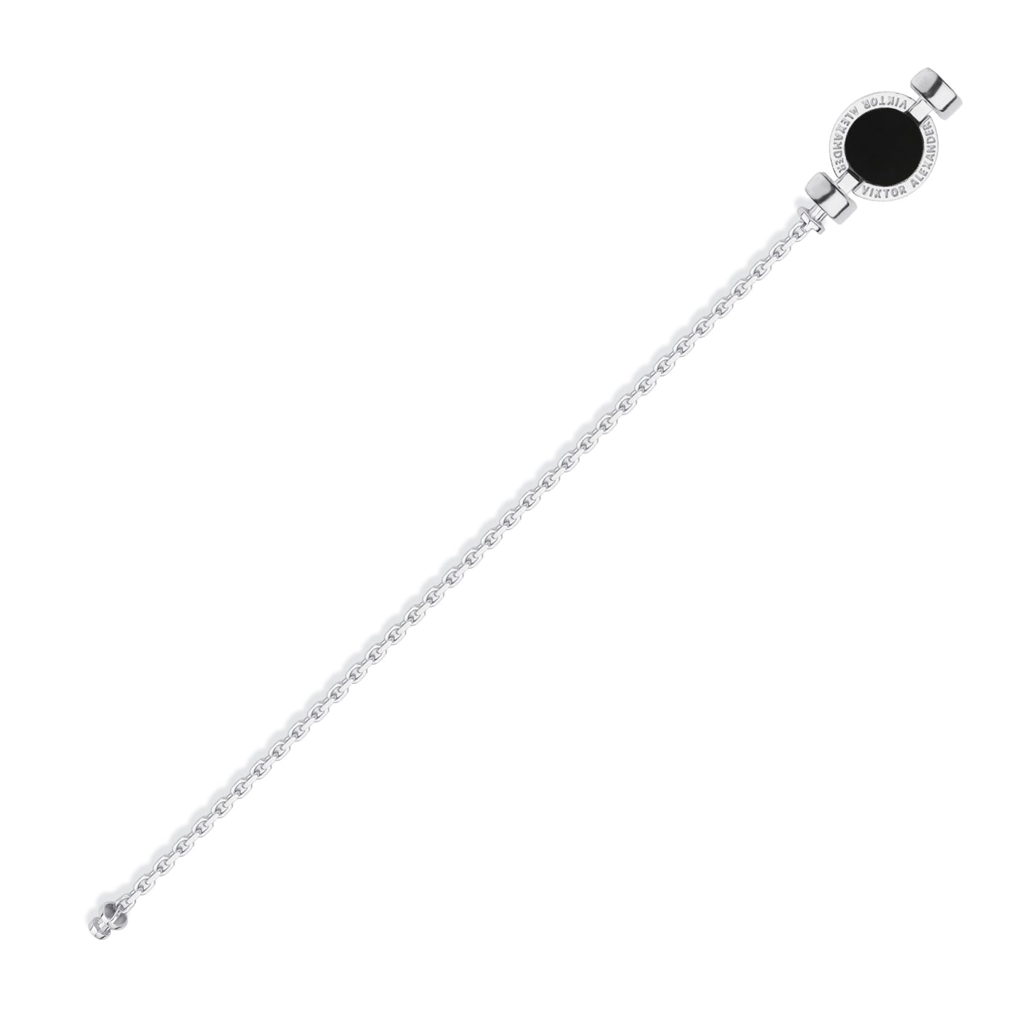 1889 Black Spinel 925 Silver Chain Link Bracelet