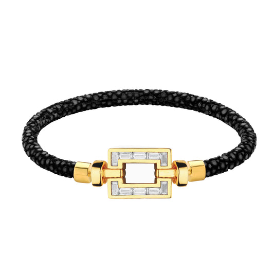 Regalia 18-Carat Gold Opus XL Baguette Diamonds Galuchat Bracelet