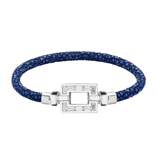 Regalia Platinum Gold Opus XL Baguette Diamonds Galuchat Bracelet