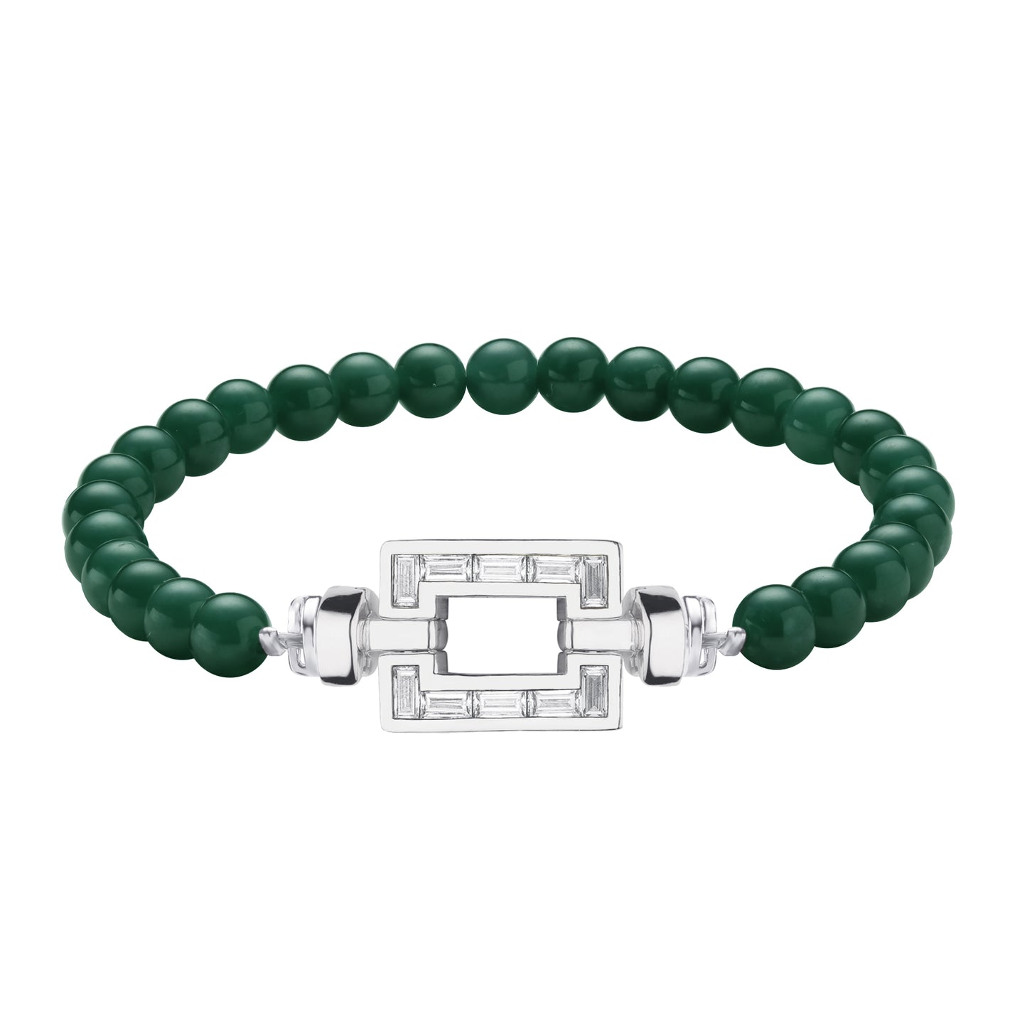 Regalia Platinum Opus XL Baguette Diamonds Gemstone Beads Bracelet