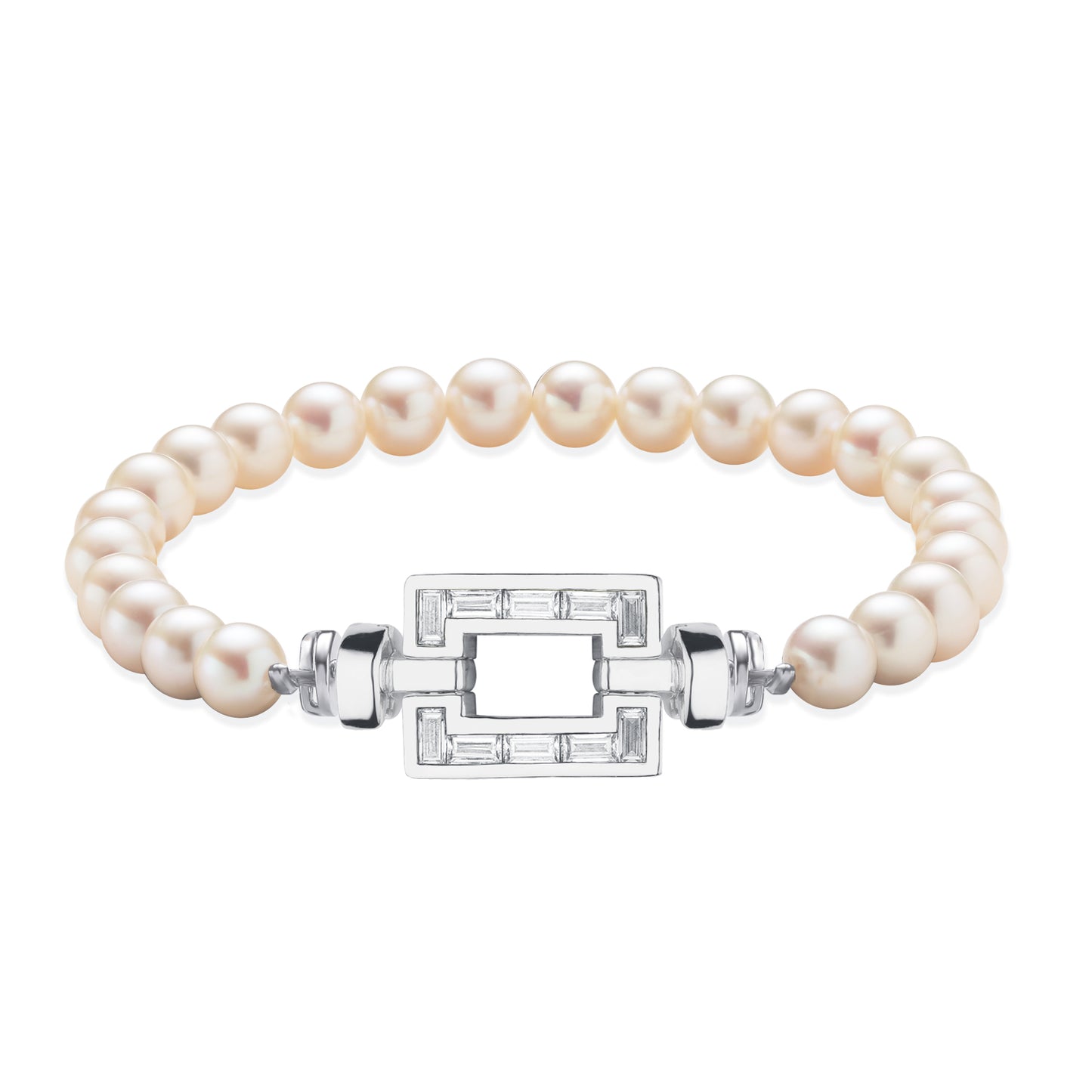 Regalia Platinum Opus XL Baguette Diamonds Gemstone Beads Bracelet
