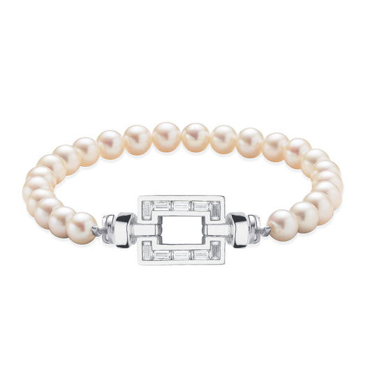 Regalia Platinum Opus XL Baguette Diamonds Gemstone Beads Bracelet