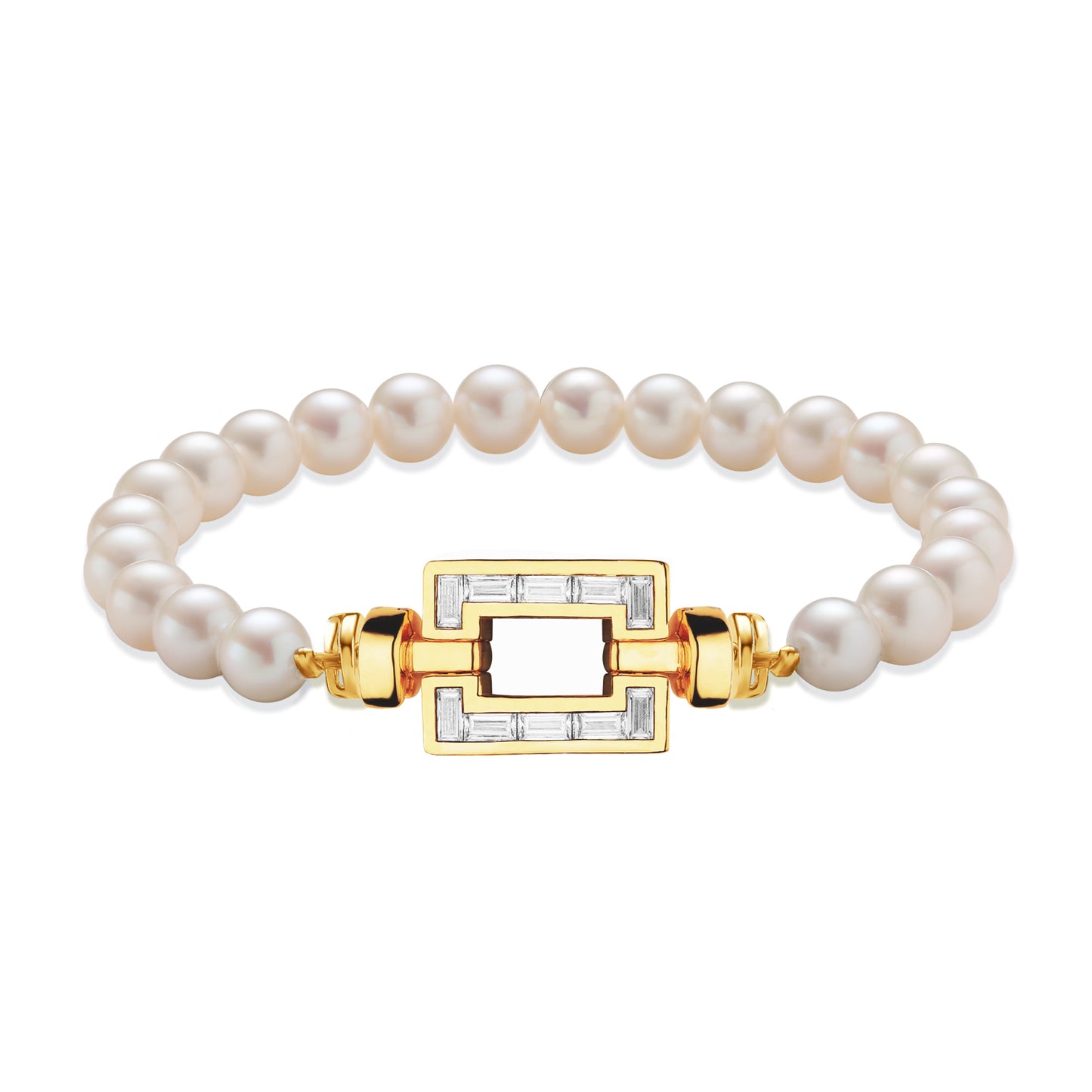 Regalia 18-Carat Gold Opus XL Baguette Diamonds Gemstone Beads Bracelet