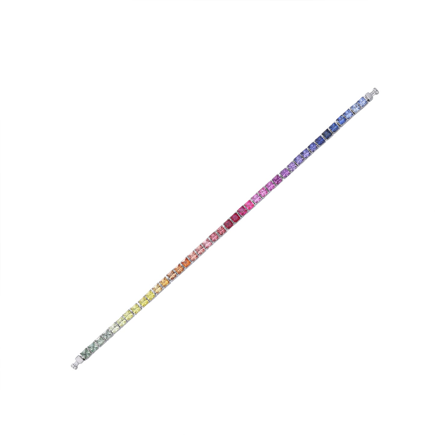 Regalia Platinum PT950 Princess Rainbow Sapphire Eternity Bracelet