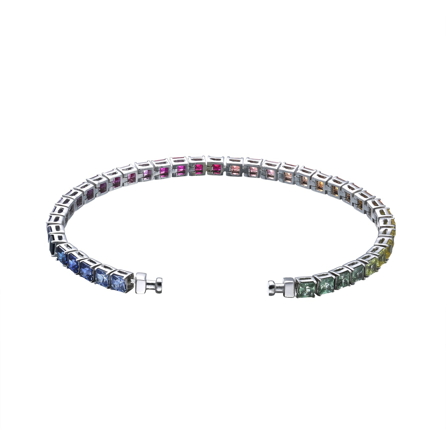 Regalia Platinum PT950 Princess Rainbow Sapphire Eternity Bracelet