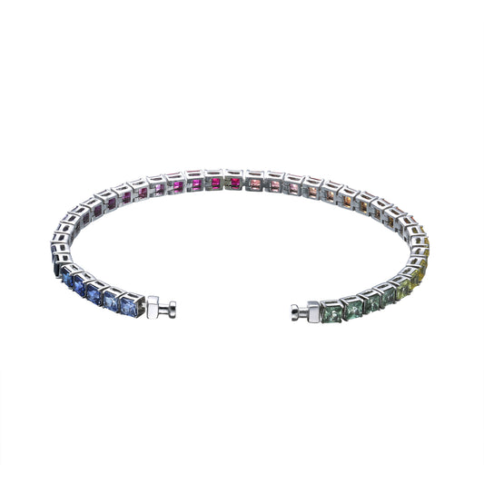 Regalia Platinum PT950 Princess Rainbow Sapphire Eternity Bracelet